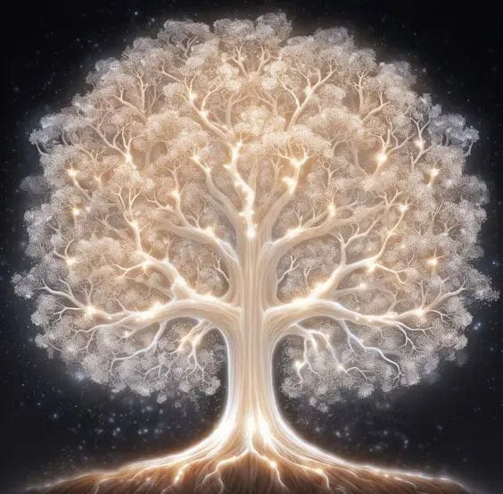 Canvanation 2 / 20x20cm Sans Cadre Poster Symphonie en Blanc: L'Arbre de Vie Éternel