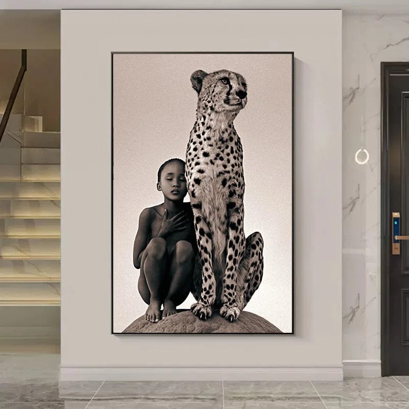 Canvanation Affiche Moderne Africaine Garçon Et Guépard