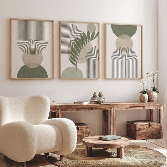 Canvanation HL049-3PCS / 30x40cm Affiche Moderne Salon Botanique Vert