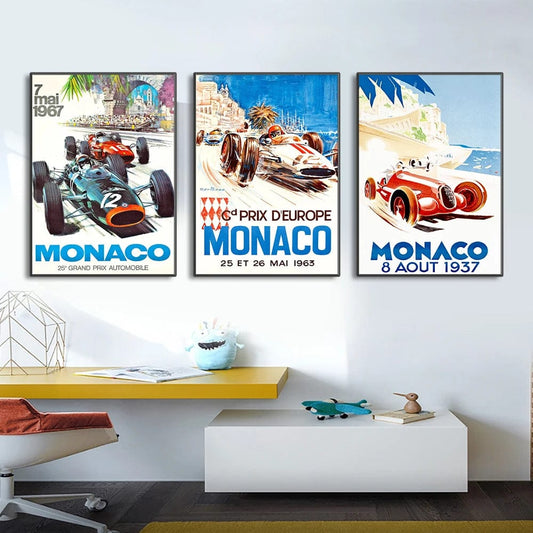 Canvanation Affiche Vintage Voiture Monaco Prix F1
