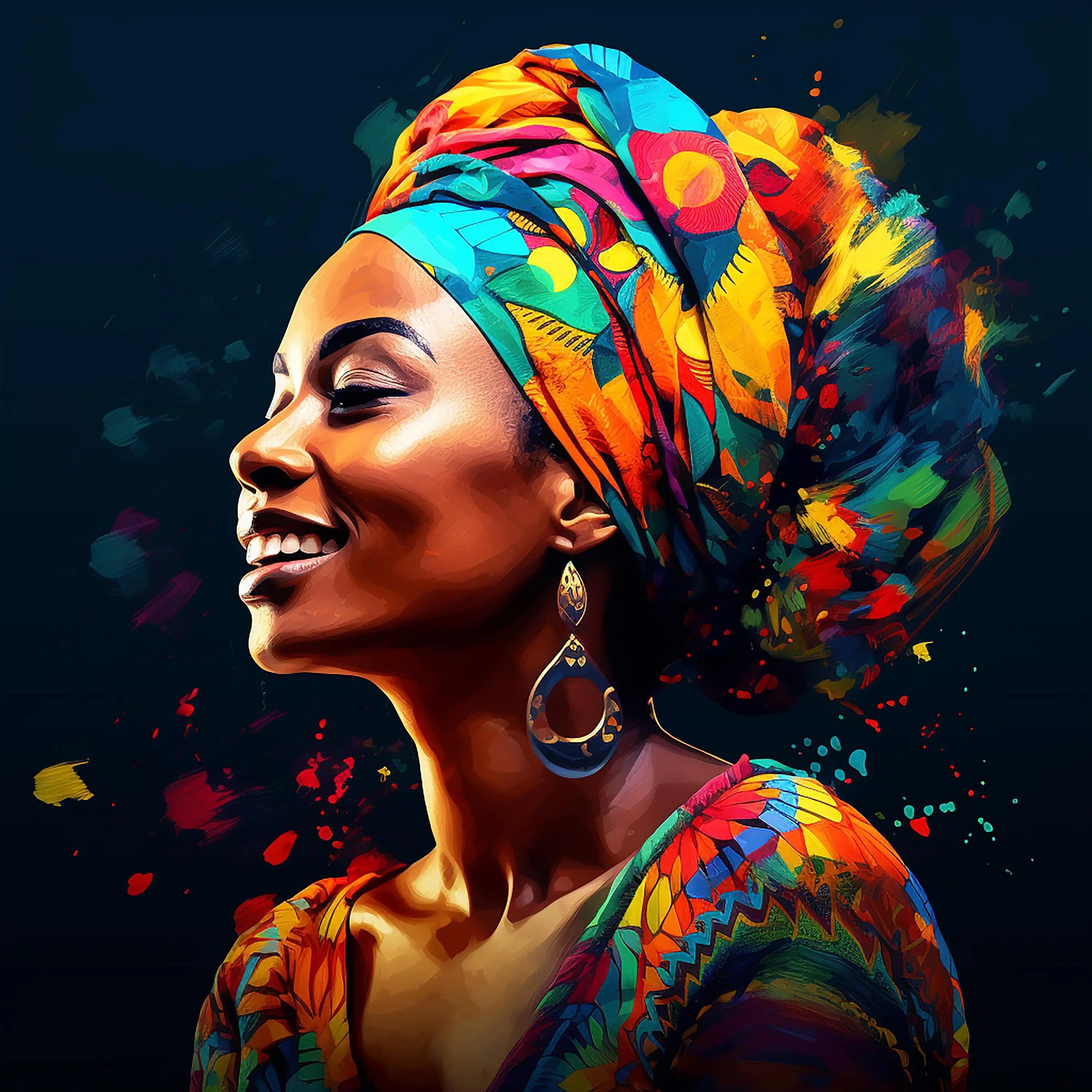 Canvanation PF 40599 / 80x80cm Affiche Femme Africaine Coloré