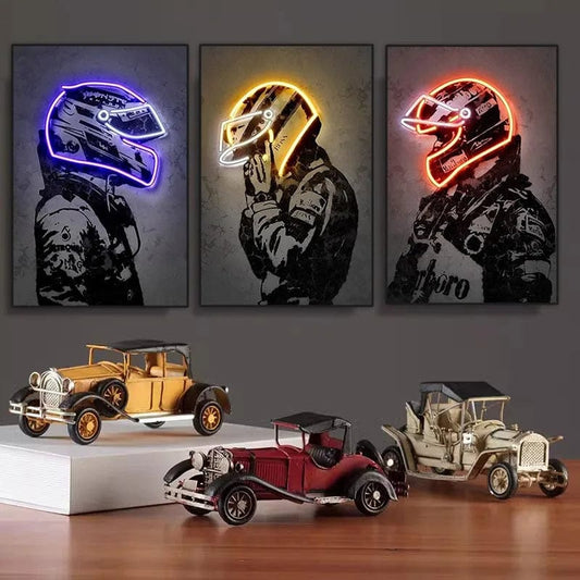 Canvanation Affiche Casque De Moto Neon