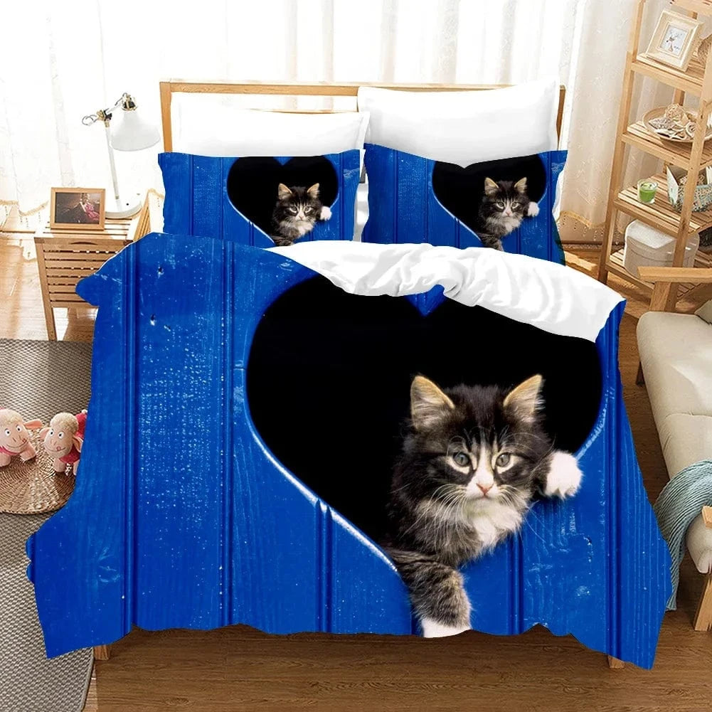 Canvanation 4 / 210x210cm 3pcs Housse De Couette - 3D Cute Chat