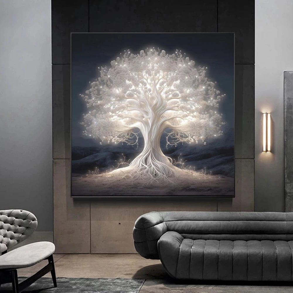 Canvanation Poster Éclat immaculé : L'Arbre de Vie en Blanc