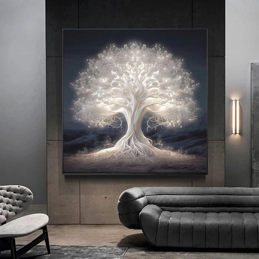 Canvanation Poster Éclat immaculé : L'Arbre de Vie en Blanc