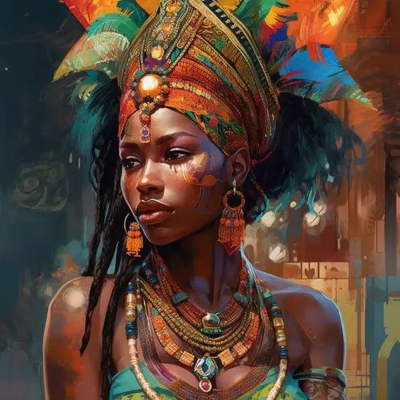 Canvanation 12 / 50x50cm Affiche Africain Femmes Et Enfants
