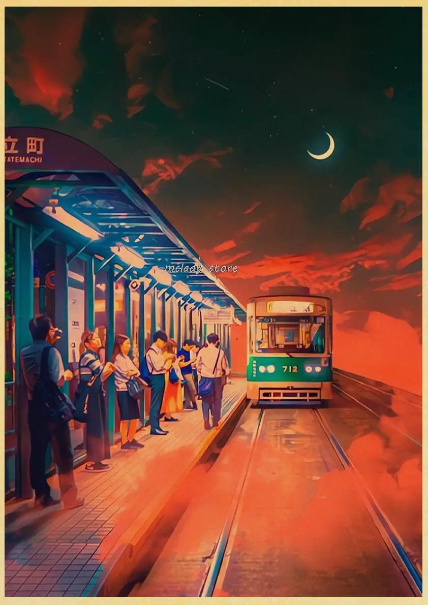 Canvanation L212 8 / 30X21CM Poster Ville Vintage Japon Ville De Nuit