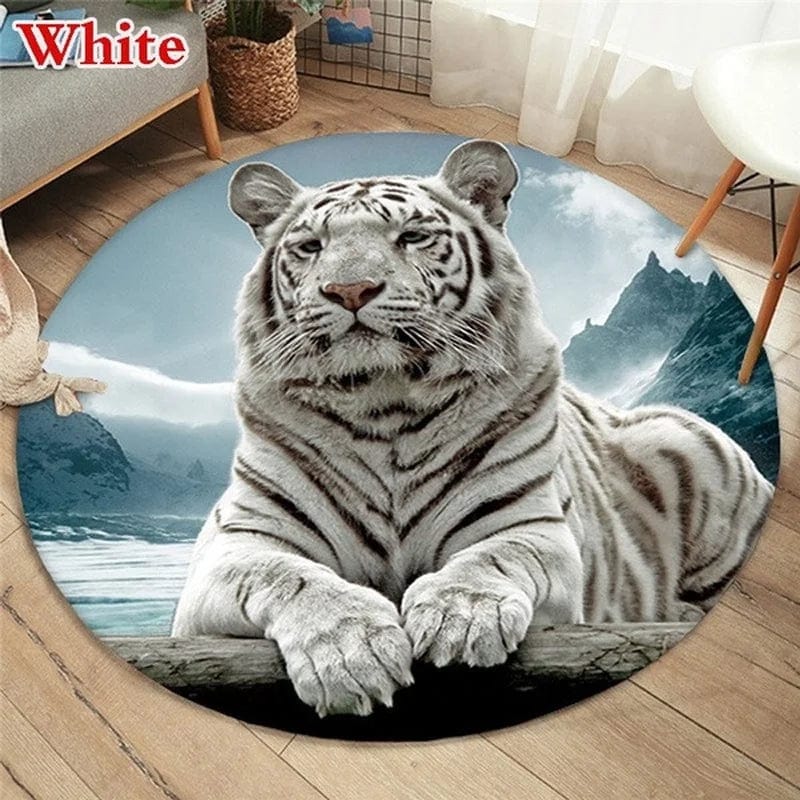 Canvanation 1 / 100 Cm Tapis De Chambre Lion, Leopard Rond