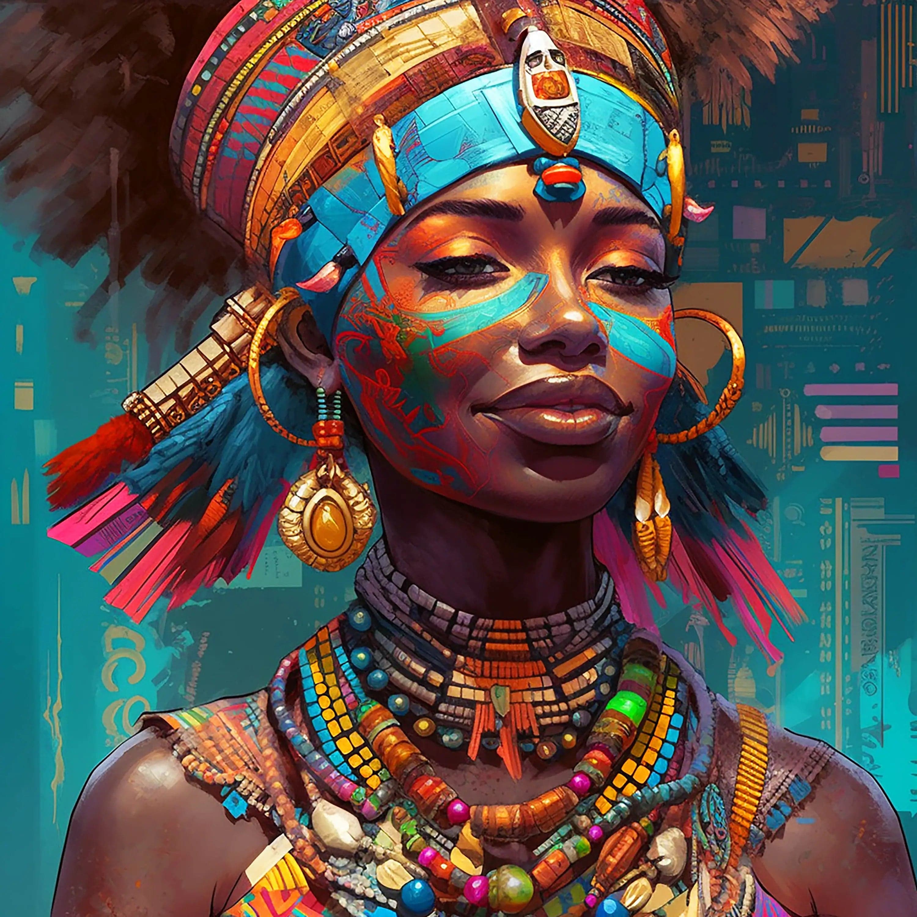 Canvanation Silver / 58x58cm Affiche Femme Africaine Coloré