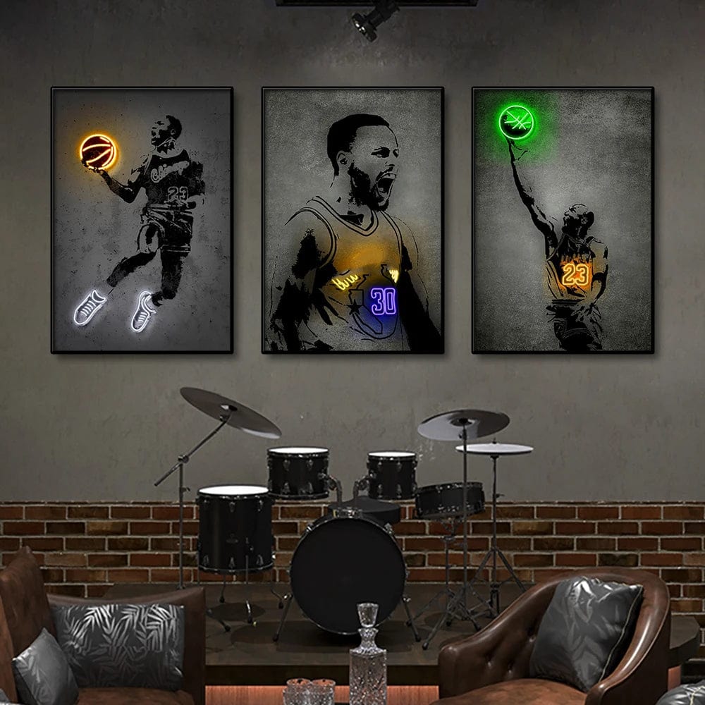 Canvanation Affiche Basketball Neon