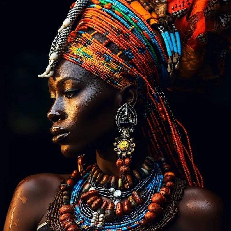 Canvanation PF28858 / 60x60cm Affiche Femme Africaine Tribu
