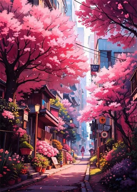 Canvanation green / 30x40cm Affiche Paysage Japonais De Rue