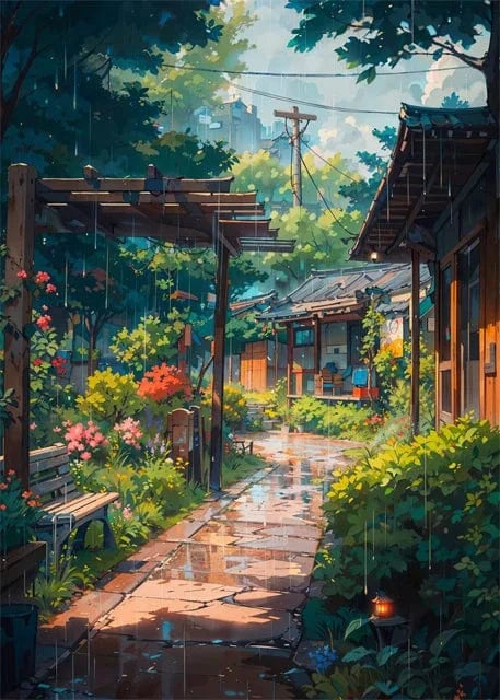 Canvanation SKY BLUE / 50x70cm Affiche Paysage Japonais De Rue