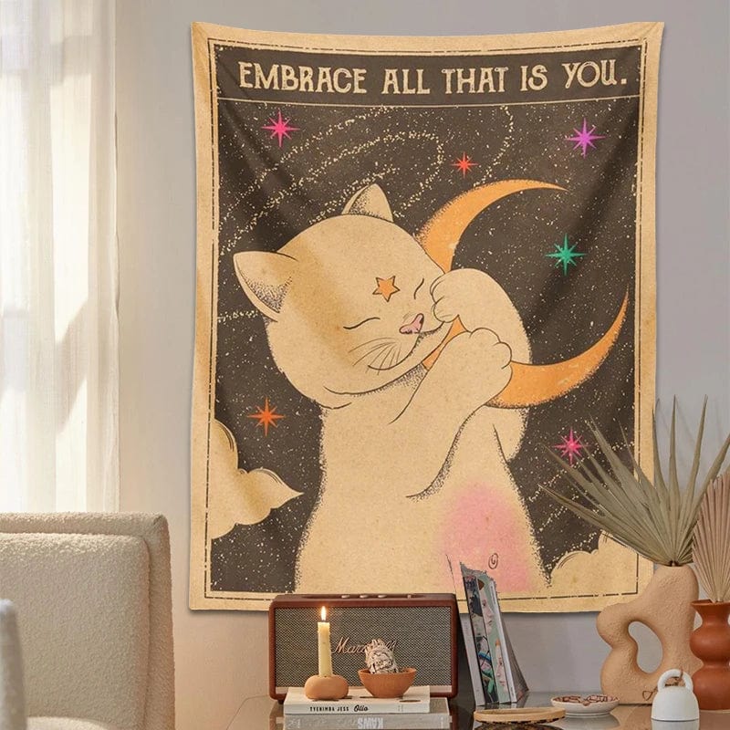 Canvanation Tapisserie - Soleil lune Chat