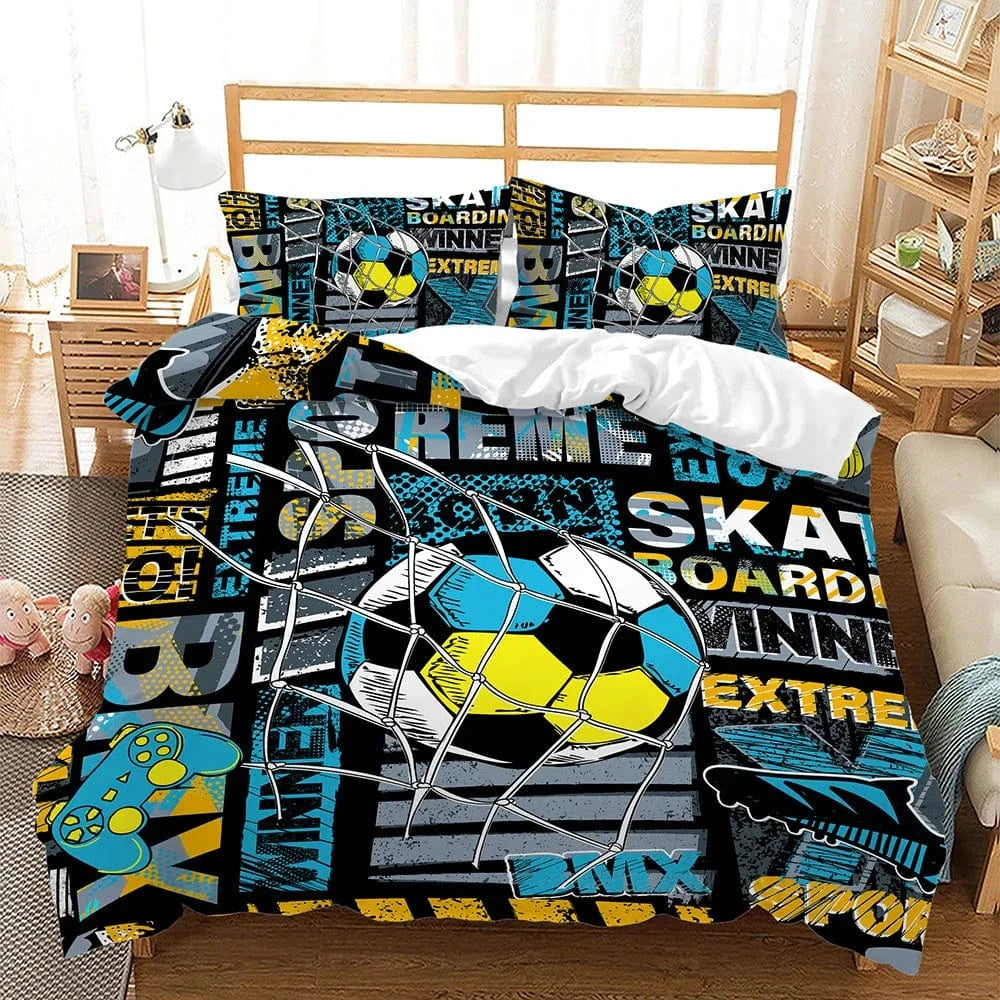 Canvanation 3 / 90X200cm 2PCS Housse De Couette - Football Noir Et Blanc