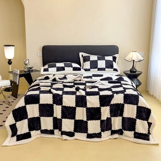 Canvanation Noir / 1pc 200x230cm / CHINA Plaid en Flanelle Moderne – Doux