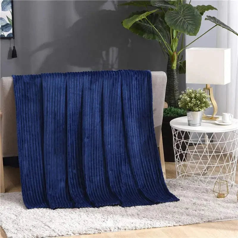 Canvanation Bleu Foncé / 180x200cm(70x78inch Couverture Polaire Rayé