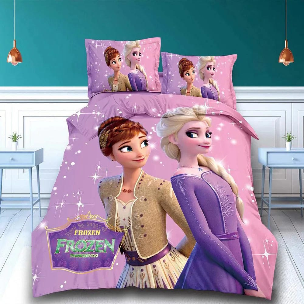 Canvanation 2 / Single(3pcs) 150 x 200 cm Housse De Couette - Disney Frozen Elsa Raiponce Princess Fille Garçon