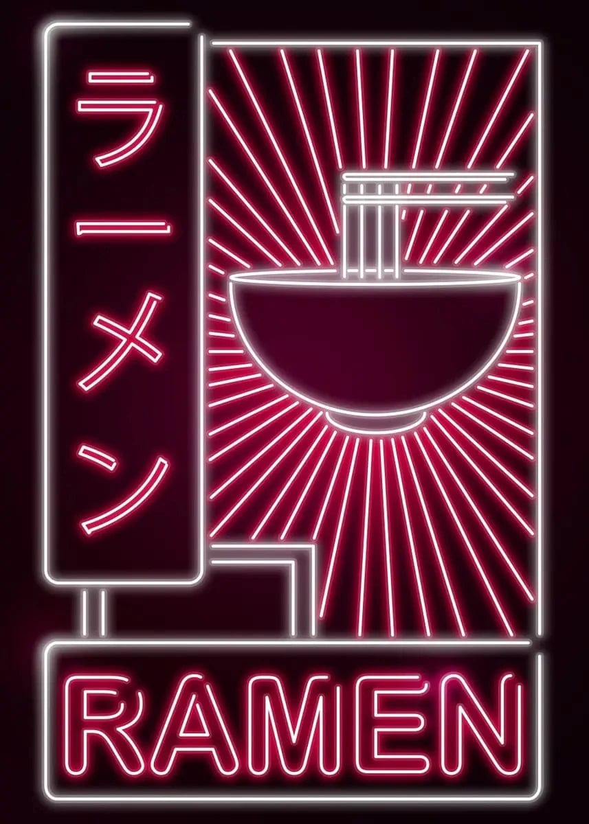 Canvanation 13 / 30x42cm Affiche Japonais Neon Retro Nourriture Ramen