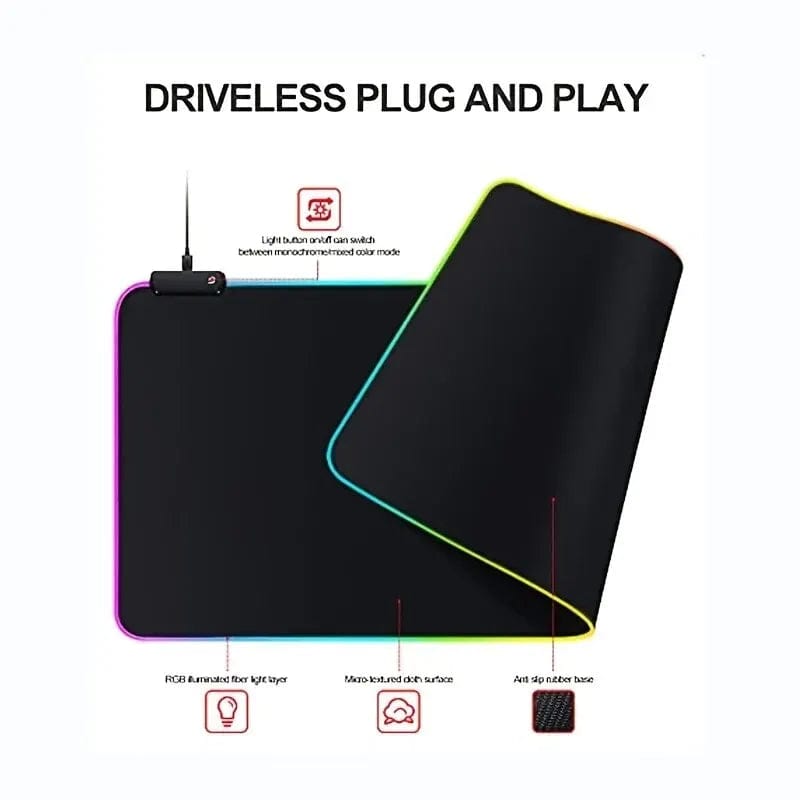 Canvanation Noir Tapis De Souris - Led Changement De Couleur Automatique RGB