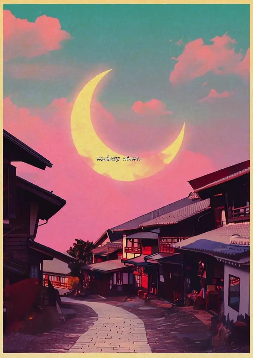 Canvanation L212 16 / 30X21CM Poster Ville Vintage Japon Ville De Nuit