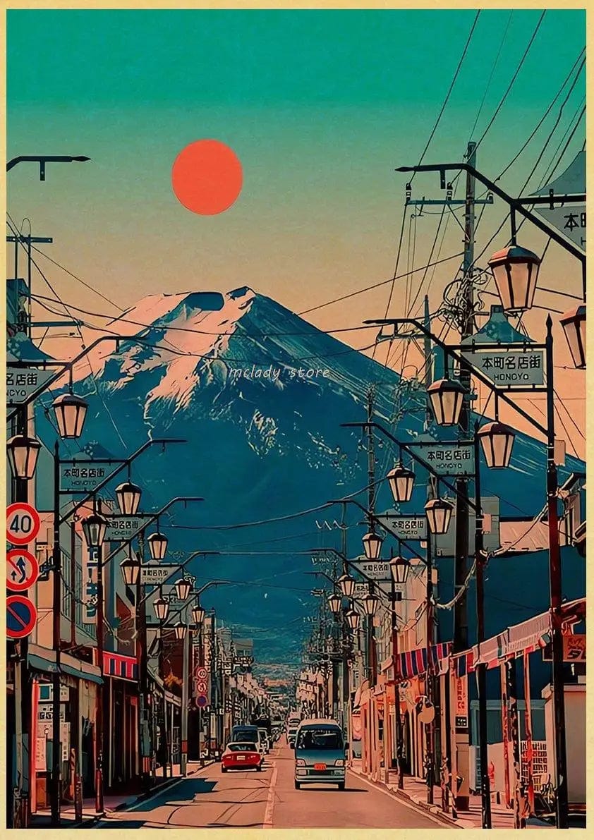 Canvanation L212 12 / 30X21CM Poster Ville Vintage Japon Ville De Nuit
