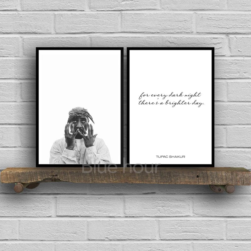 Canvanation Affiche Rap Tupac Shakur Noir Blanc Photographie