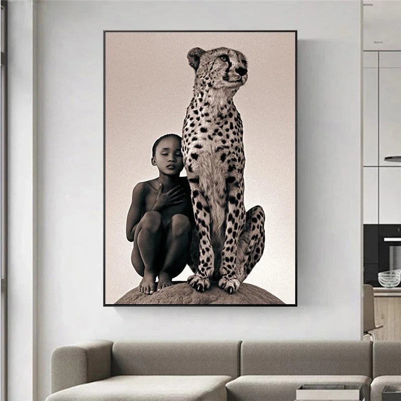 Canvanation Affiche Moderne Africaine Garçon Et Guépard