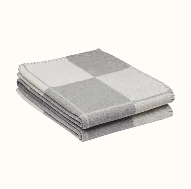 Canvanation Gris et Blanc / 135x180cm Couverture Chauffante de Luxe en Cachemire - Alliez Élégance et Confort