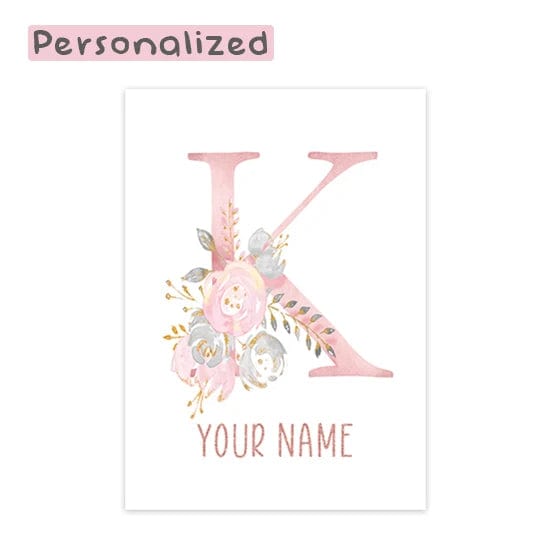 Canvanation Letter K / 40x60cm Affiche Prénom Personnalisé Pour Chambre Fille