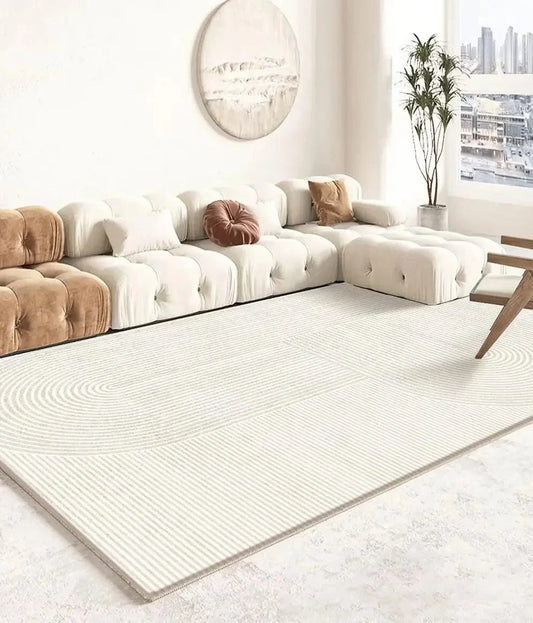 Canvanation Flannel-12 / 200x400cm 78.7x157in Tapis Moderne Blanc - Minimaliste Pour Grand Salon