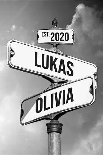Canvanation 2 Prénoms 1 date / 20X30cm Sans Cadre Photo En Toile Panneau D'intersection