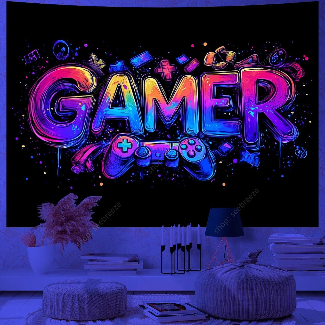 Canvanation WF2131 / 130x150cm Tapisserie pour Chambre de Gamer - L'accessoire ultime pour une déco immersive 🎮