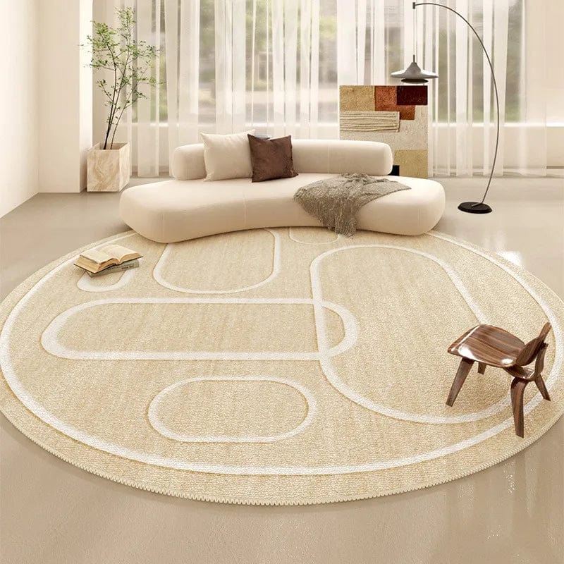 Canvanation 4 / Diametre 110cm-43in Tapis De Salon Rond Beige Salon
