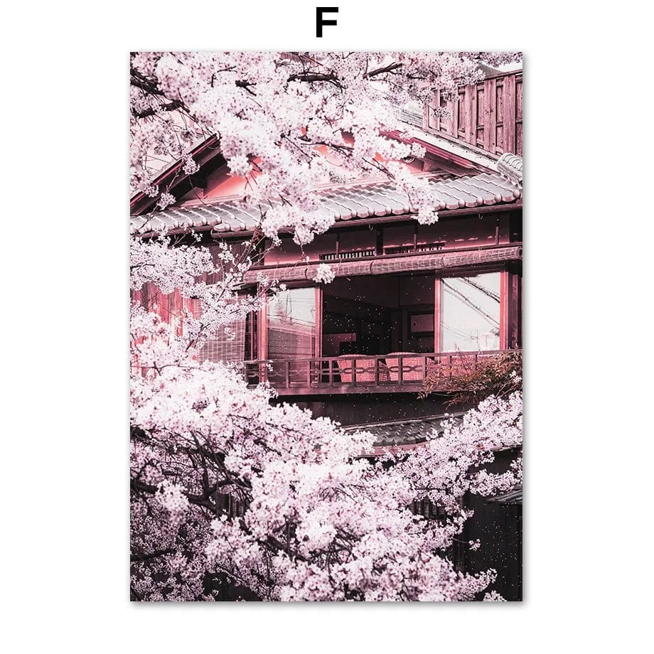 Canvanation F / 40X60cm Affiche Japonaise Mont Fuji Sakura rose