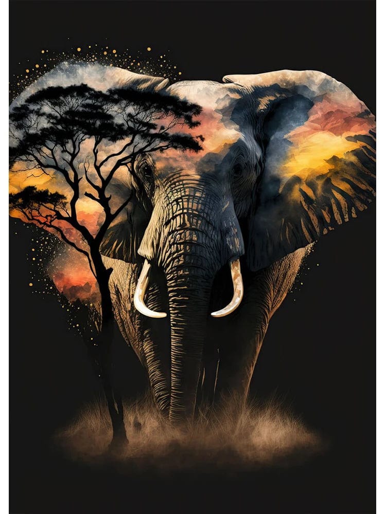 Canvanation H / 40x50cm Affiche Abstrait Elephant Coucher De Soleil