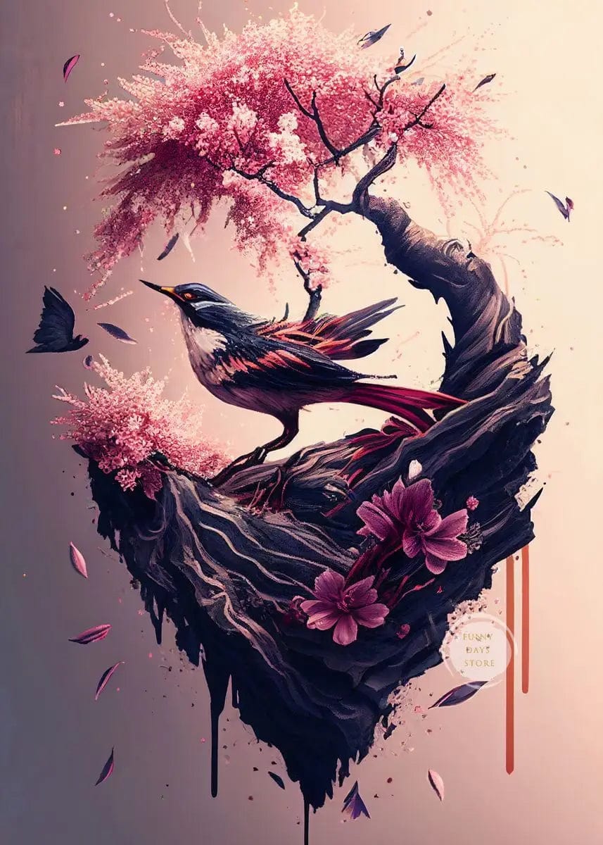 Canvanation 50X70cm / 3 Affiche Japonais Cerisiers En Fleurs Sakura Temple Japon Paysages Mont Fuji