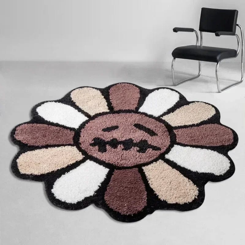 Canvanation Tapis De Chambre - Aesthetic Sunflower Noir Et Marron