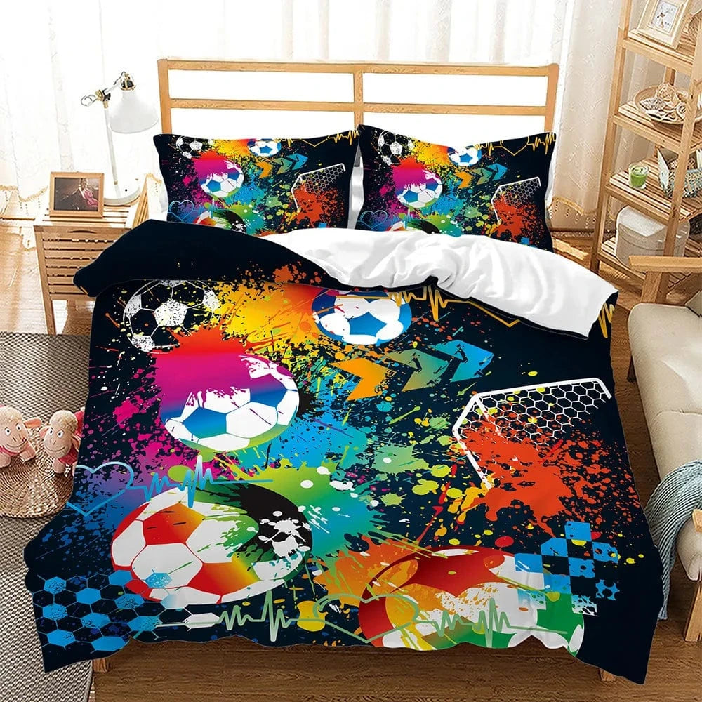 Canvanation 2 / 228X228cm 3PCS Housse De Couette - Football Noir Et Blanc