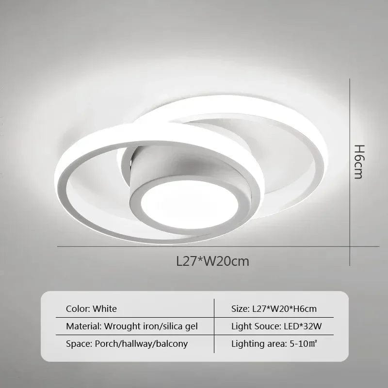 Canvanation D Blanc / Gradation progressive Plafonnier LED Moderne à Deux Anneaux