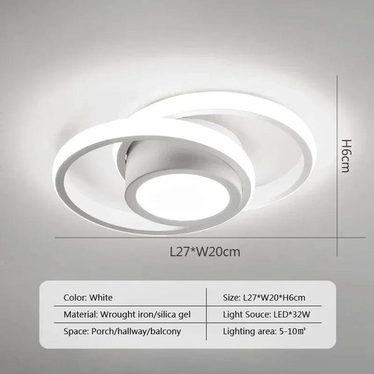 Canvanation D Blanc / Gradation progressive Plafonnier LED Moderne à Deux Anneaux