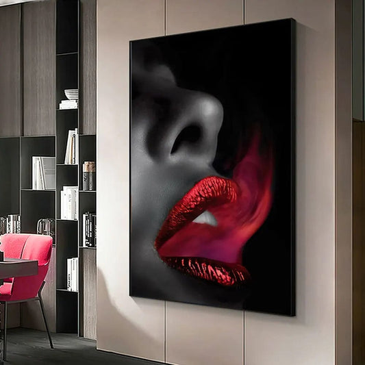 Canvanation Affiche Noir Et Blanc Femme Lèvres