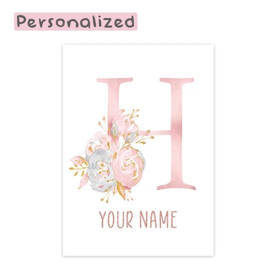 Canvanation Letter H / 40x60cm Affiche Prénom Personnalisé Pour Chambre Fille