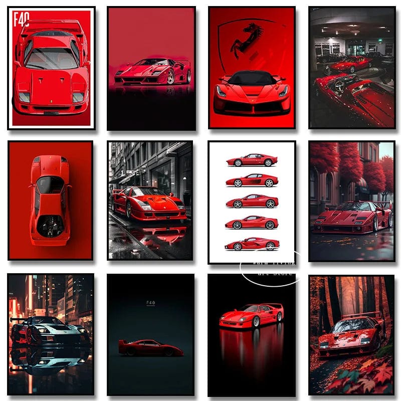 Canvanation Affiche Voiture De Sport Rouge Ferraris