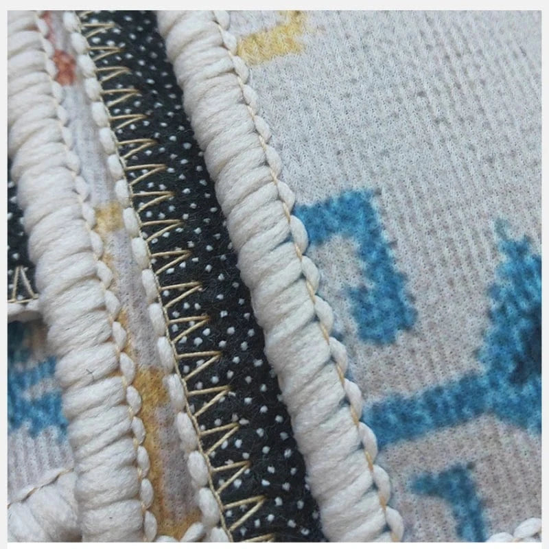 Canvanation Tapis Berbère carré style persan rétro – Motifs géométriques & floraux tapis
