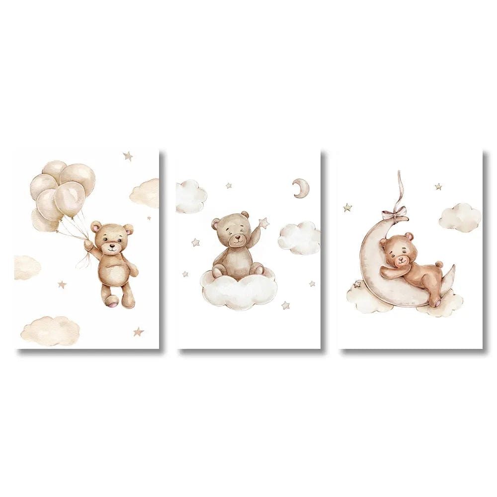 Canvanation 3PCs / 21x30cm Affiche Ours 3PCS Chambre D'Enfant