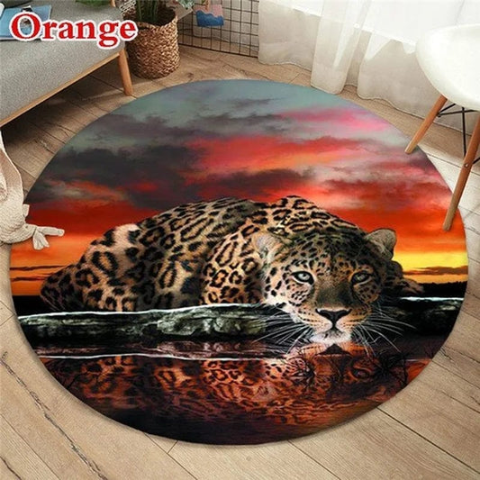 Canvanation Tapis De Chambre Lion, Leopard Rond