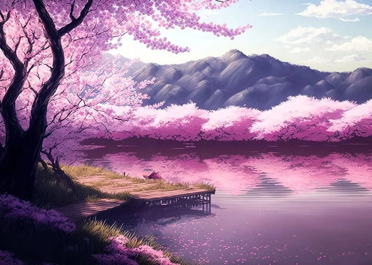 Canvanation 40X60cm / 7 Affiche Japonais Mural Moderne Sakura Et Mont Fuji