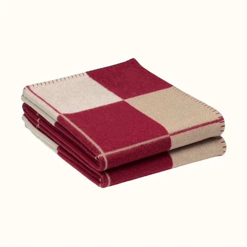 Canvanation Rouge et Beige / 135x180cm Couverture Chauffante de Luxe en Cachemire - Alliez Élégance et Confort