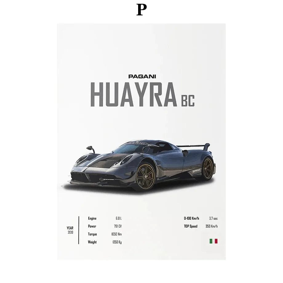 Canvanation 16 / 30x40cm Affiche Voiture - Bugatti Konissegg McLaren Pagani